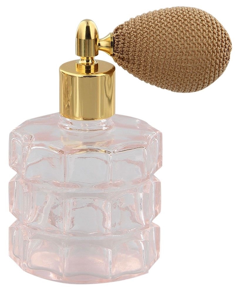 Kosmetikexpertin.de | Rose Glas Flakon Rund, 75 ml für Parfüm-Zerstäuber,  leer mit als Ballpumpe Farbe Gold, rosa, Kosmetex | Kosmetik online kaufen